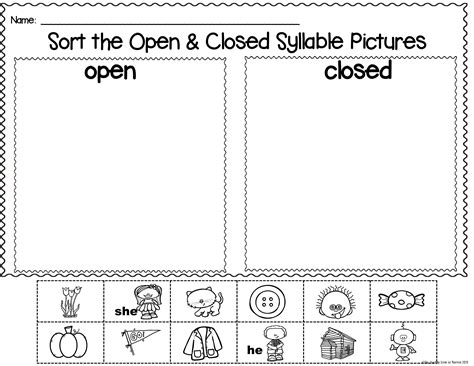 Open Vs Closed Syllable Sort Syllable Worksheet Syllable Sort Closed Syllables