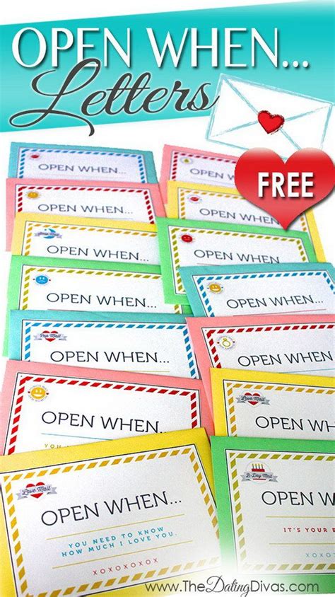 Open When Printable Open when letters, Open when letters for