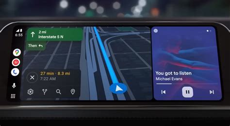 Open android auto.  Starting with the split-screen home screen and grid ...