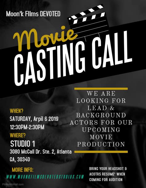 Baltimore, MD. Auditions for Production of “Chocolate Covered Rocky Horror Picture Show”. Atlanta Area Audition for “Imperfect Generations” Podcast Host. New Reality Competition Show “Hush Money” Holding a Casting Call. Open Actor Auditions in Mobile, Alabama for “Souls of Time”. Nationwide Cast Call for Failure To Launch: Adult .... 