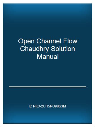Open channel flow chaudhry solution manual. - Canon powershot s400 ixus 400 digital camera service manual.