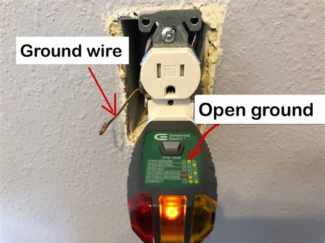 Open ground outlet. Fixing an Outlet Ground. When an outlet shows 'no ground' or 'open ground' it may just be a problem at the box. A loose wire or an incorrectly wired receptacle could be the problem. If that is the case, it is not too difficult to fix the wiring. It may just be a matter of switching the wires or connecting the outlet to the ground wire. 