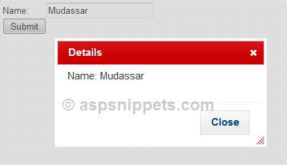 Open show jquery dialog modal popup after ajax call success. Net. html to insert some html int...