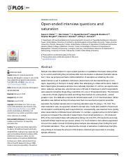 Open-ended interview questions and saturation PLOS ONE