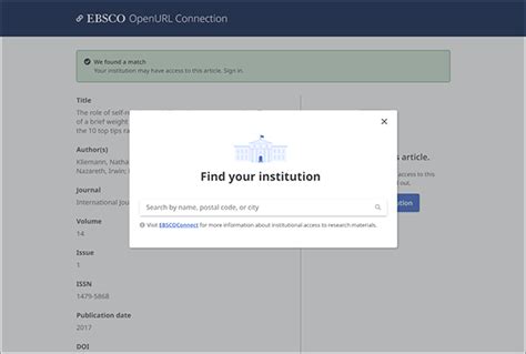 OpenURL Connection Search EBSCO.
