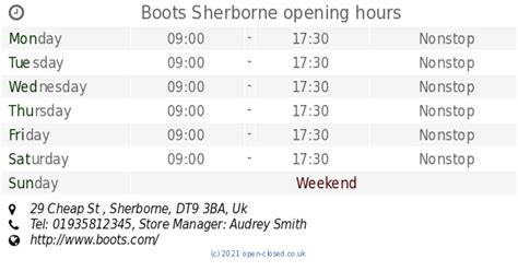 Opening Hours for Boots in Sherborne Opening Times Nearby