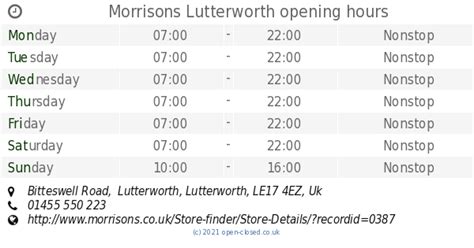 Opening Hours for Liberty London in Nr Lutterworth Opening …