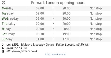 Opening Hours for Primark in Ealing Broadway Opening Times …