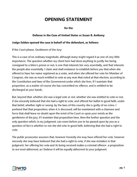 Opening Statement Format