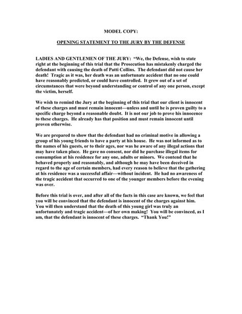 Opening statement example defense
