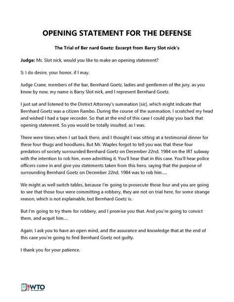 Opening statement in court