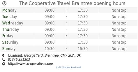 Opening times THE CO-OPERATIVE TRAVEL Huddersfield …