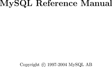 Openoffice Mysql Sql Manual Reference
