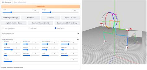 Openpose editor 3d.  An extension of stable-diffusion-webui to use Online 3...