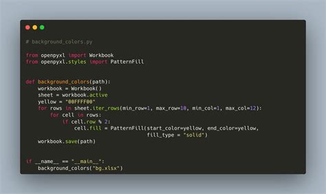 Openpyxl patternfill always black.  Step-by-step guide with code example...