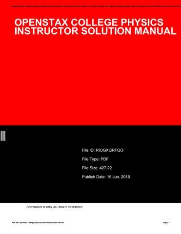 Openstax college physics instructor solution manual. - Almera tino v10 service handbuch kostenlos.