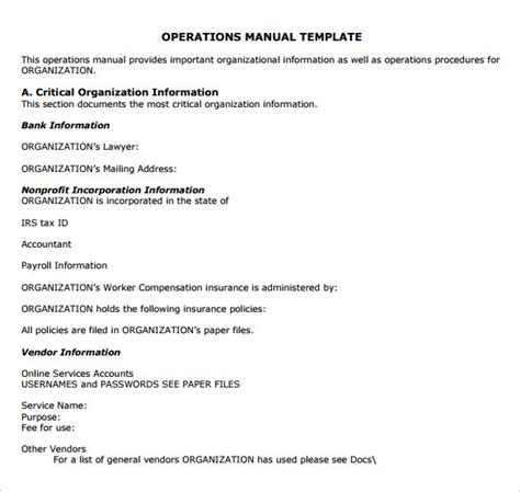 Operation Manual Template