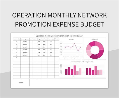 Operation Monthly Network Promotion Expense Budget Excel Template And