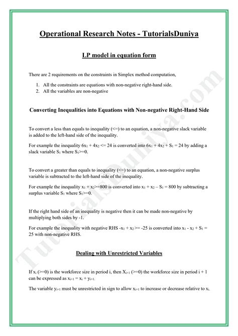 Operation Research Notes For Bca
