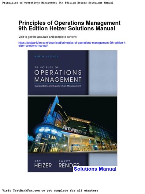 Operation management heizer solution manual ninth 9e. - Management and cost accounting text and student manual.