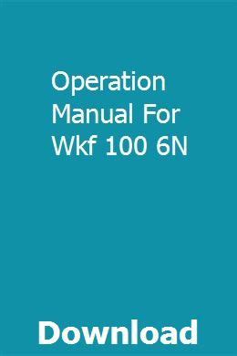 Operation manual for wkf 100 6n. - El teatro de esquilo visto desde galicia y león.