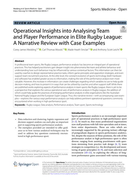 Operational Insights into Analysing Team and Player Performance …