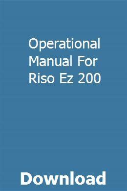 Operational manual for riso ez 200. - Sabath school study guide third quarter.