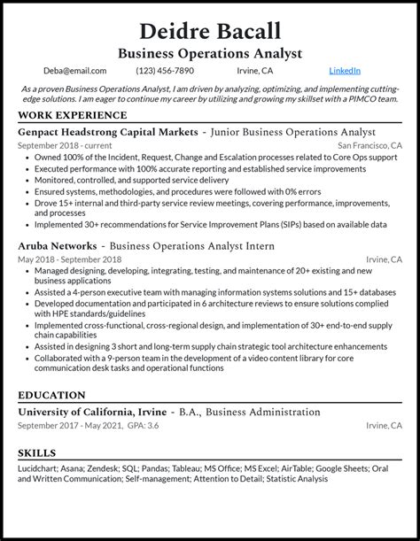 Operations Analyst Best Resume Examples MyPerfectResume