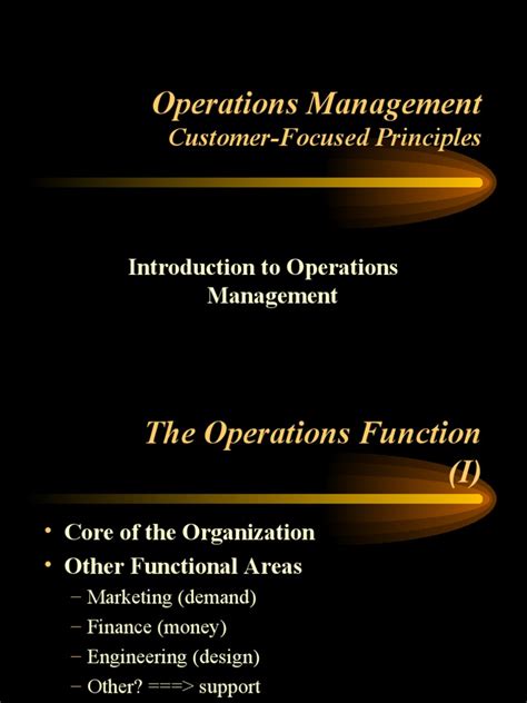 Operations Management Customer Focused Principles