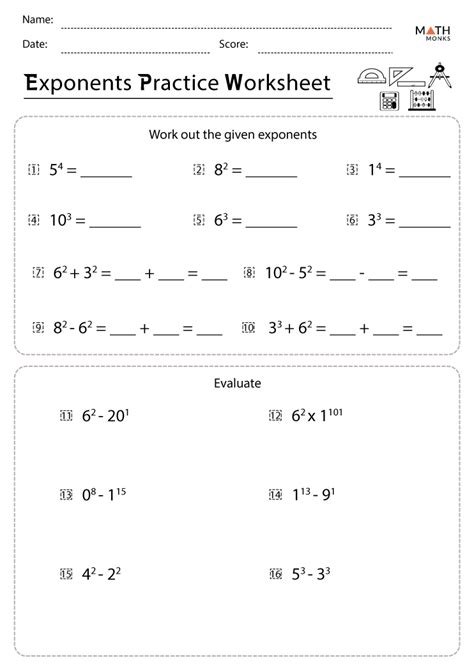 Operations With Exponents Worksheet Educational Worksheet