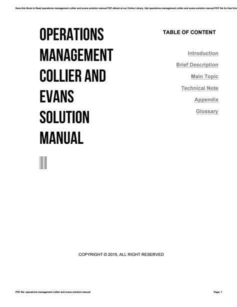 Operations management 4 collier solution manual. - De donde viene y hacia donde va colombia.