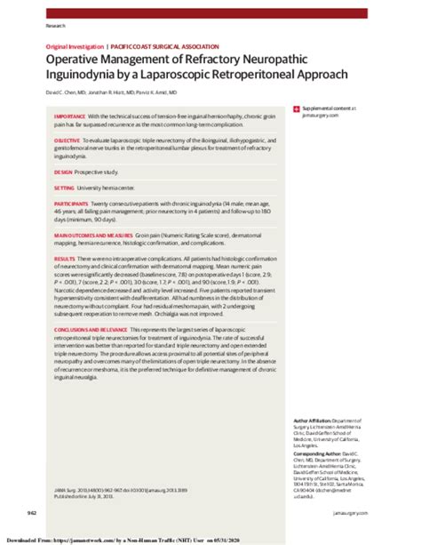 Operative Management of Refractory Neuropathic Inguinodynia by …