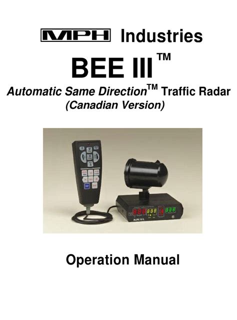 Operator manual mph bee iii radar. - Werk en leven van de industriëlle loonarbeider.