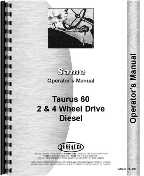 Operator service manual same taurus 60. - Proakis digital communication 5a edizione manuale della soluzione.
