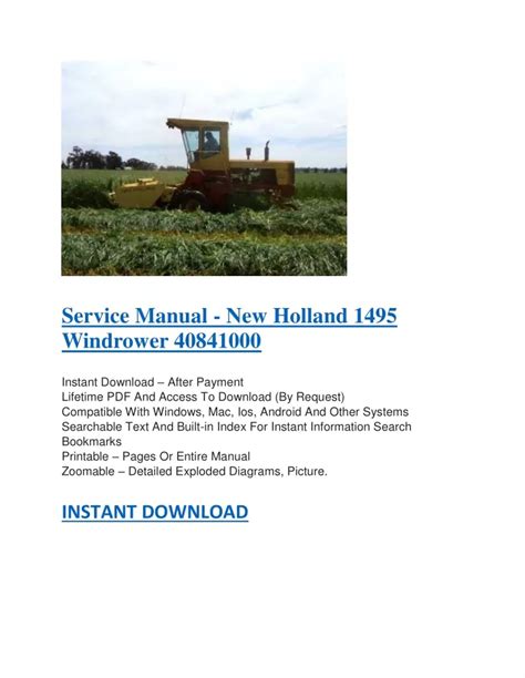 Operators manual 1495 new holland swather. - Dws guide to perfect manners d w series.