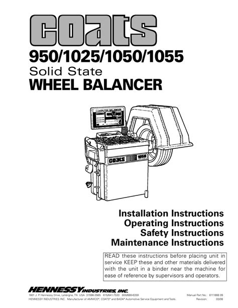 Operators manual for coats 1055 balancer. - Repair manual emerson ld200em8 color tv dvd.