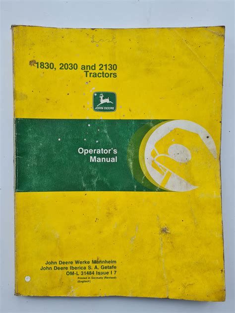 Operators manual for john deere 2130 tractor. - Guide tao bretagne insolite et durable.