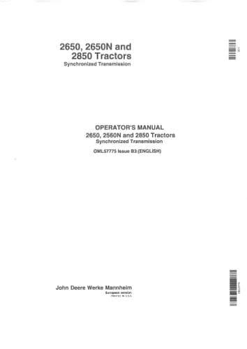 Operators manual on 2650 john deere. - Operating systems design and implementation solutions manual.