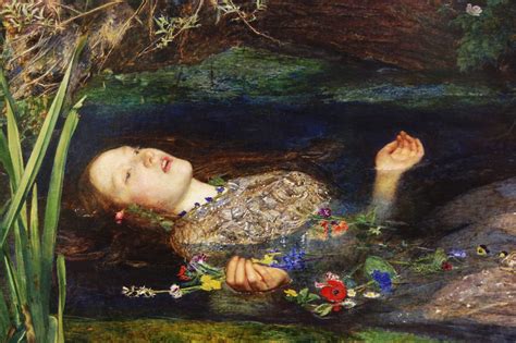 In 1851, Millais set out for Hogsmill River in search of an embankment to lay the scene of Ophelia’s drowning (Riggs). Through the lens of Pre-Raphaelite ideology, Millais began to breathe life into the haunting scene of Ophelia’s demise as he applied the structural and textural details of the English riverside to canvas..