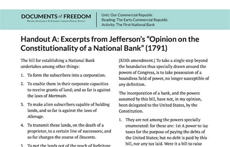 Opinion on the Constitutionality of a National Bank