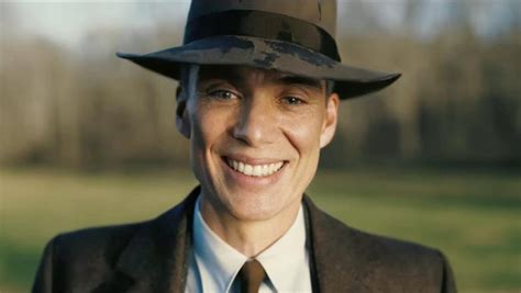 Oppenheimer smiling. The ending of Oppenheimer is the most shattering ending of anything Christopher Nolan has made, and maybe even of any studio blockbuster in recent memory. ... A tense smile plastered to his face ... 