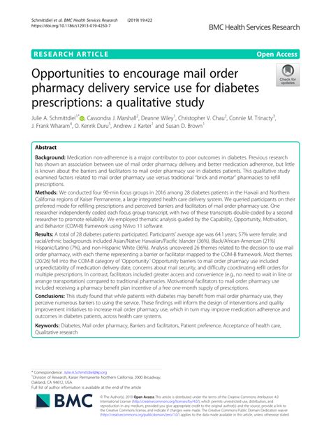 Opportunities to encourage mail order pharmacy delivery service …