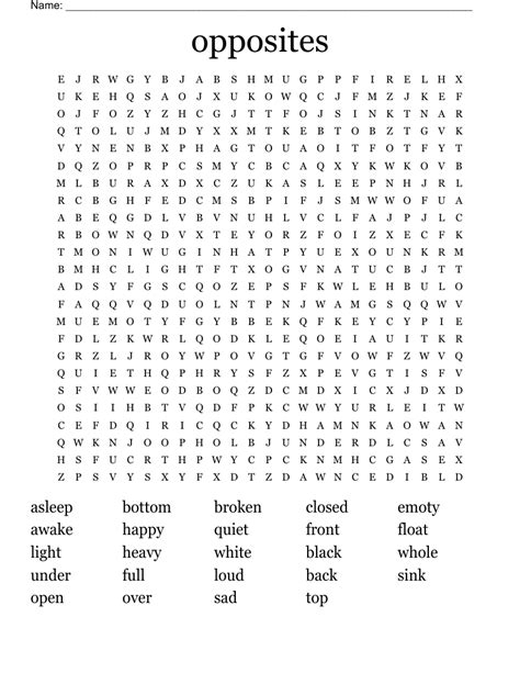 Opposite Word Search