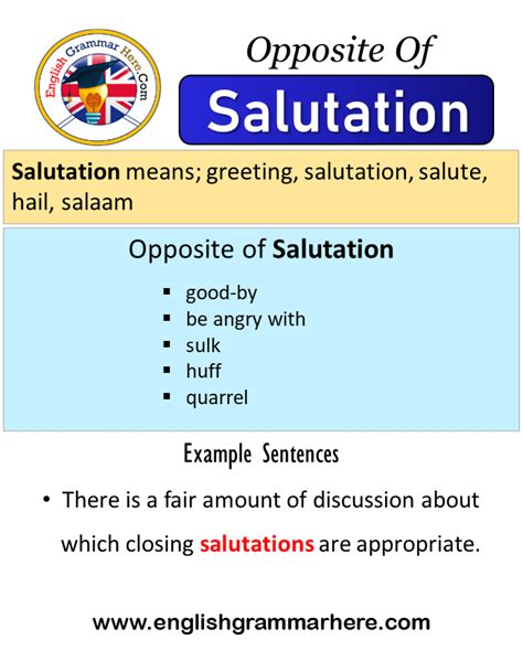 Opposite of salutation. Opposite Word of Salutations? Words with opposite meaning to Salutations. 