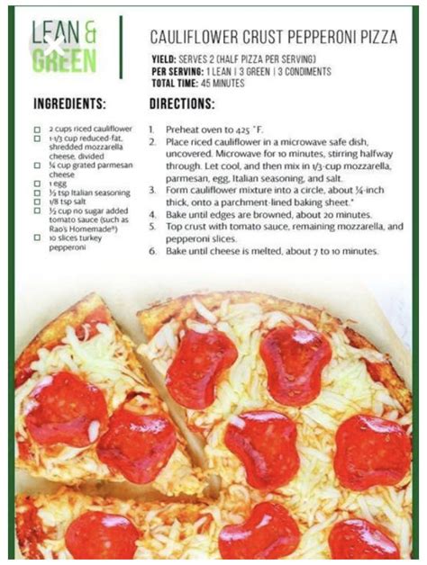 Optavia cauliflower pizza recipe. Ingredients. 1 lb uncooked 95 to 97% lean ground beef ~ 12 oz cooked (2 Leans) 1 lb uncooked 95 to 97% lean ground beef ~ 12 oz cooked (2 Leans) 1 tsp garlic powder (2 Condiments) 1 tsp garlic powder (2 Condiments) 3/4 tsp salt (3 Condiments) ¾ tsp salt (3 Condiments) 1/4 tsp black pepper (1/2 Condiment) 