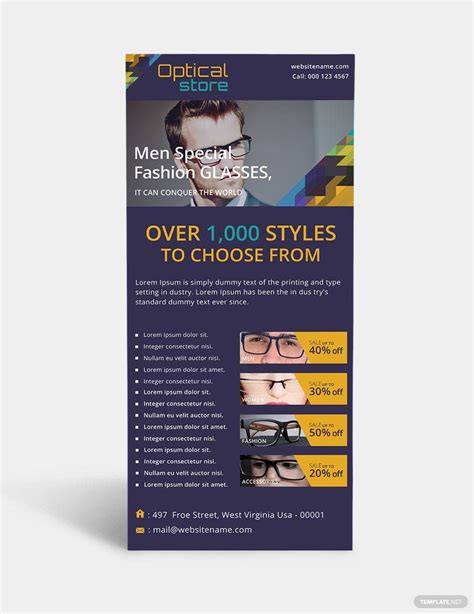 Optical Store Rack Card Free Template in PSD room