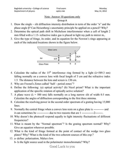 Optics Final Exam Name - University of North …