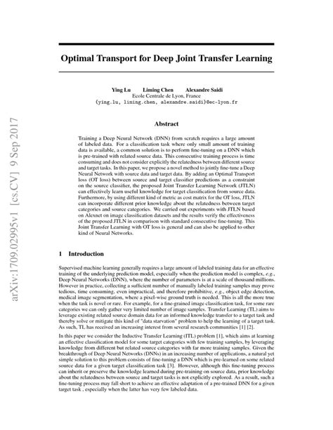 Optimal Transport for Deep Joint Transfer Learning DeepAI