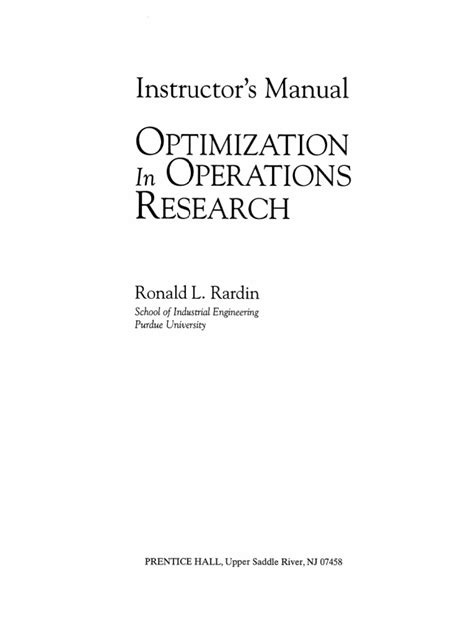 Optimization and operations research rardin instructor manual. - Owners manual john deere 400 series.