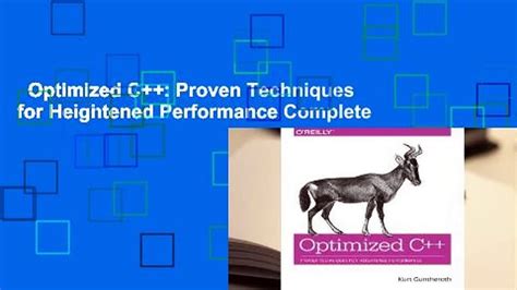 Read Online Optimized C Proven Techniques For Heightened Performance By Kurt Guntheroth